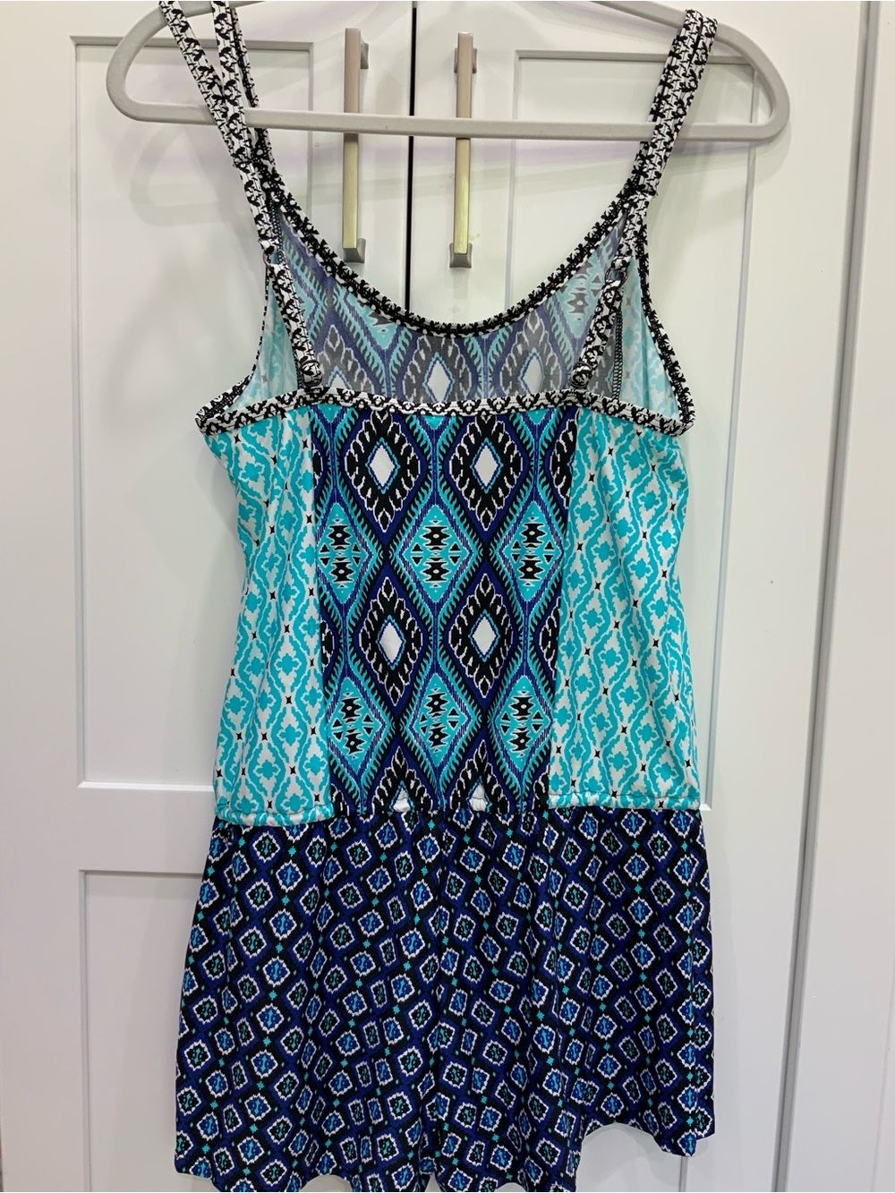 Kenneth Cole Reaction Aqua & Navy Romper Swimsuit - Picture 3 of 4